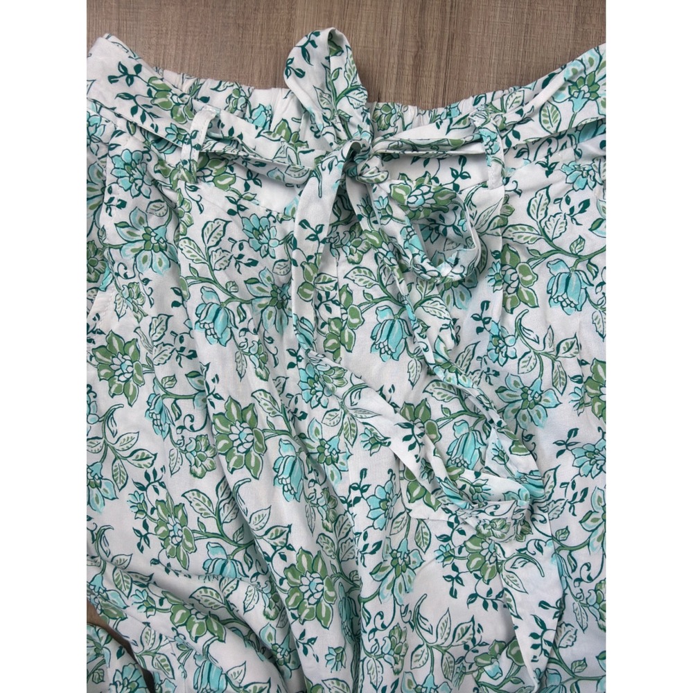 Blue Rain Francescas Floral Wide Leg Pants Green Teal Boho Rayon WS30997 Small - Picture 3 of 8